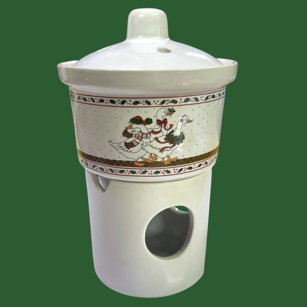 Vintage Christmas Goose Ceramic Potpourri Simmer Pot Candle Warmer Holiday Decor